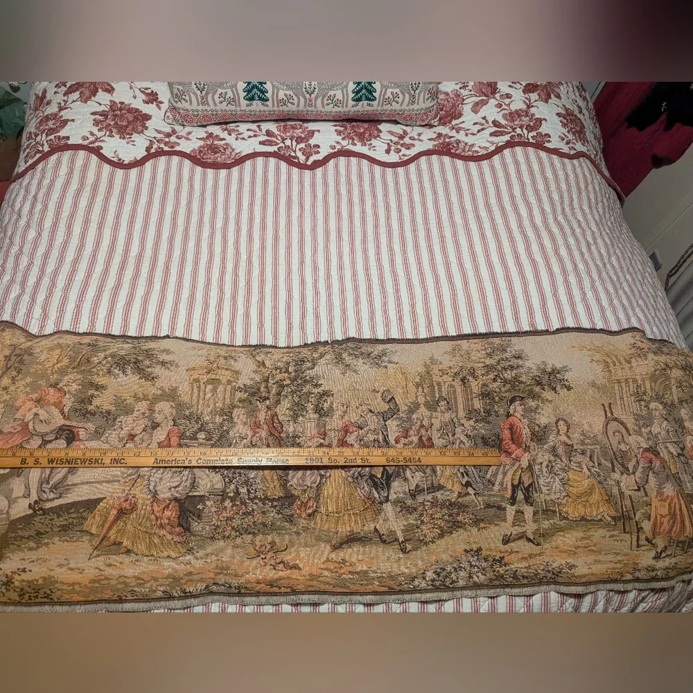 Vintage French tapestry style wall hanging 53” x 17” Victorian style